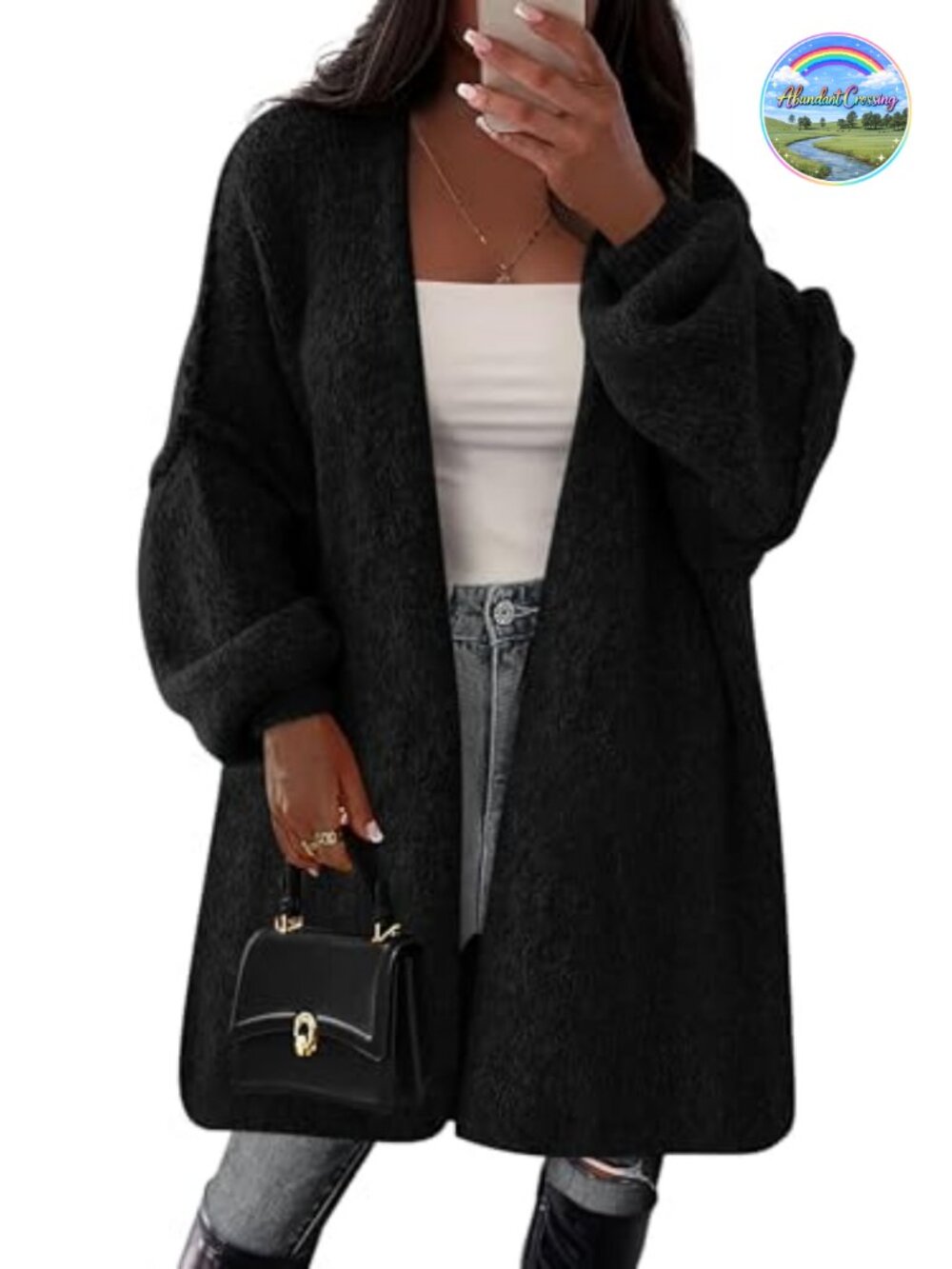 Oversized Long Cardigan Sweater Ribbed Knit Open Front Fall